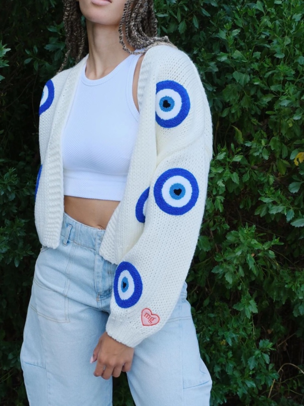 mure + grand Evil Eye Puff Cardigan